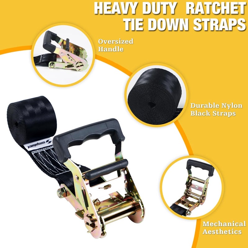 sumpluct Endless Retractable Ratchet Straps 1650 lb Break Strength 2in x 10 Ft (No Hooks) Tie Down Kit Set Car Cargo Strap for Securing Stuff - Image 3